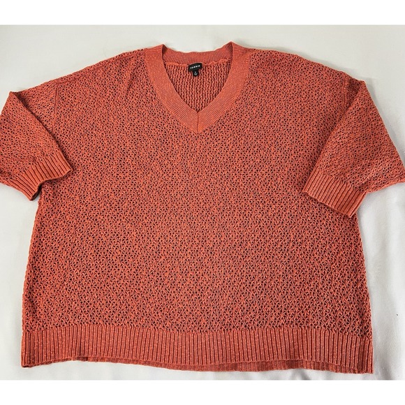 Torrid Womens Orange V-Neck 3/4 Sleeve Open Knit Pullover Sweater Size 5X - Picture 5 of 11